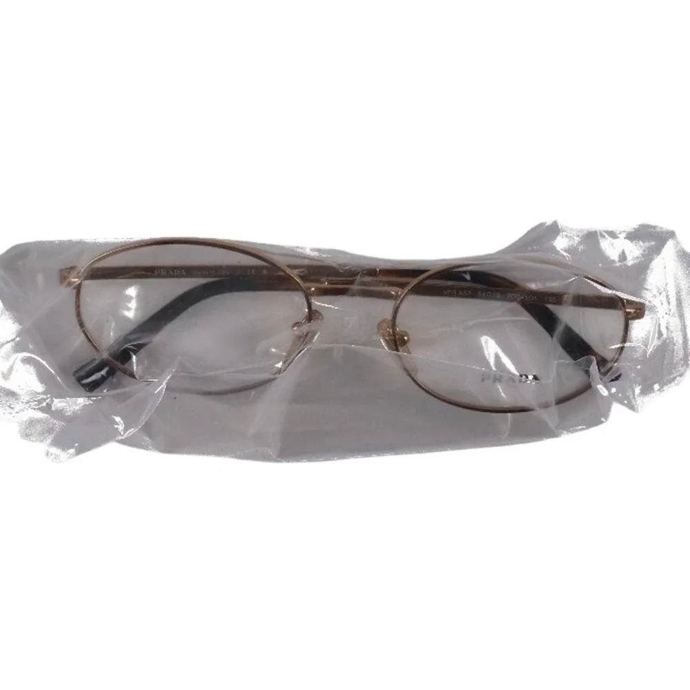 Prada Eyeglasses VPR A57 Gold Oval Frames Tortoiseshell 52-17 NEW MSRP 380